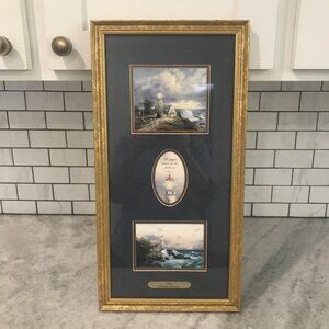 Vintage Thomas Kinkade Hope Lighthouse Accent Print Framed Matted COA Art 2000